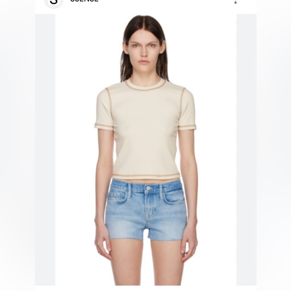 Frame Contrast Stitching Rib Knit Crewneck Tee - Picture 5 of 7